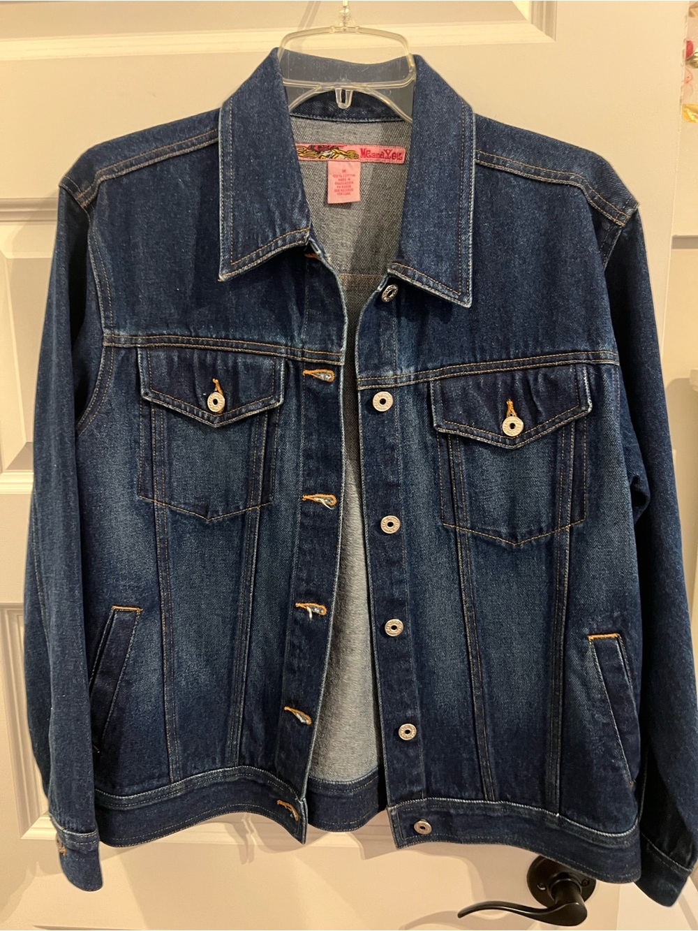 Classic Women's Dark Blue Denim Jacket - Button-Up Jean Jacket